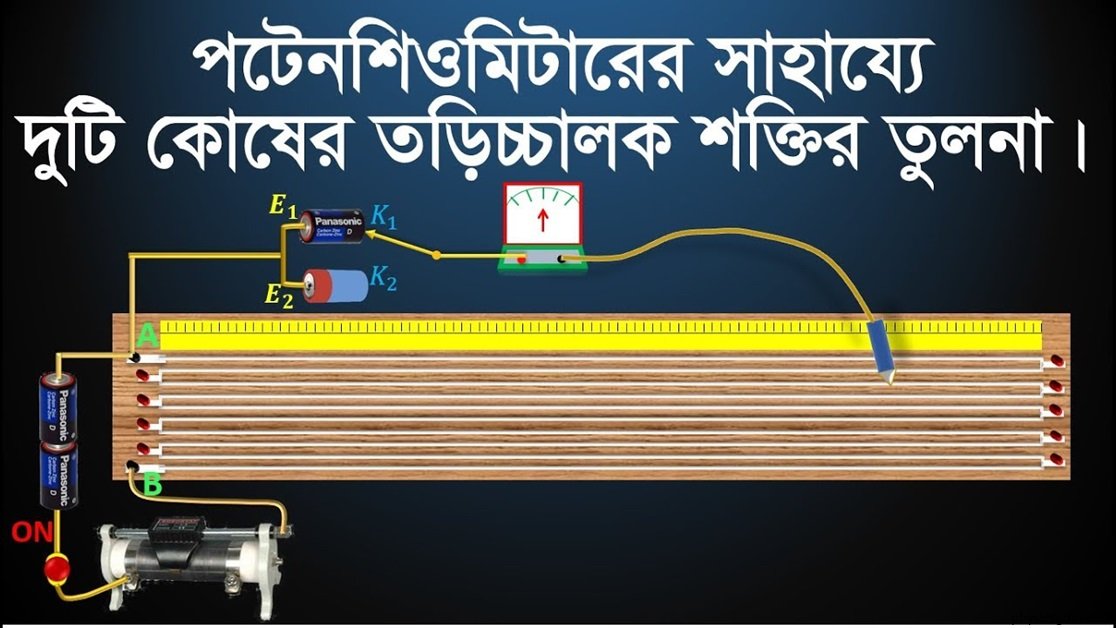 পোটেনশিওমিটার ব্যবহার করে দুটি কোষের তড়িচ্চালক শক্তির তুলনা