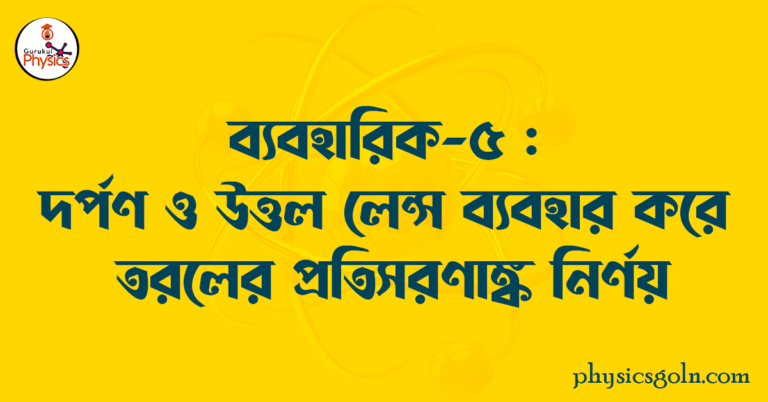 দর্পণ ও উত্তল লেন্স ব্যবহার করে তরলের প্রতিসরণাঙ্ক নির্ণয়