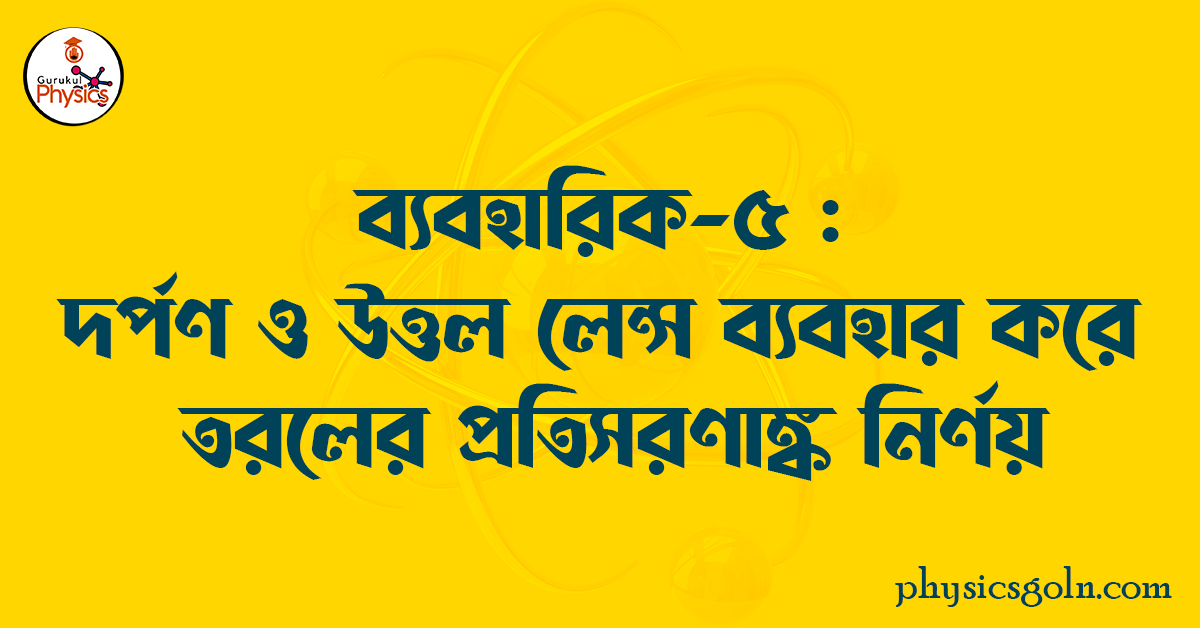দর্পণ ও উত্তল লেন্স ব্যবহার করে তরলের প্রতিসরণাঙ্ক নির্ণয়